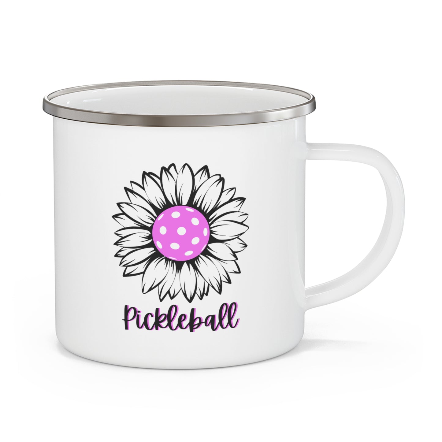 Pickleball Sun Flower Enamel Camping Mug