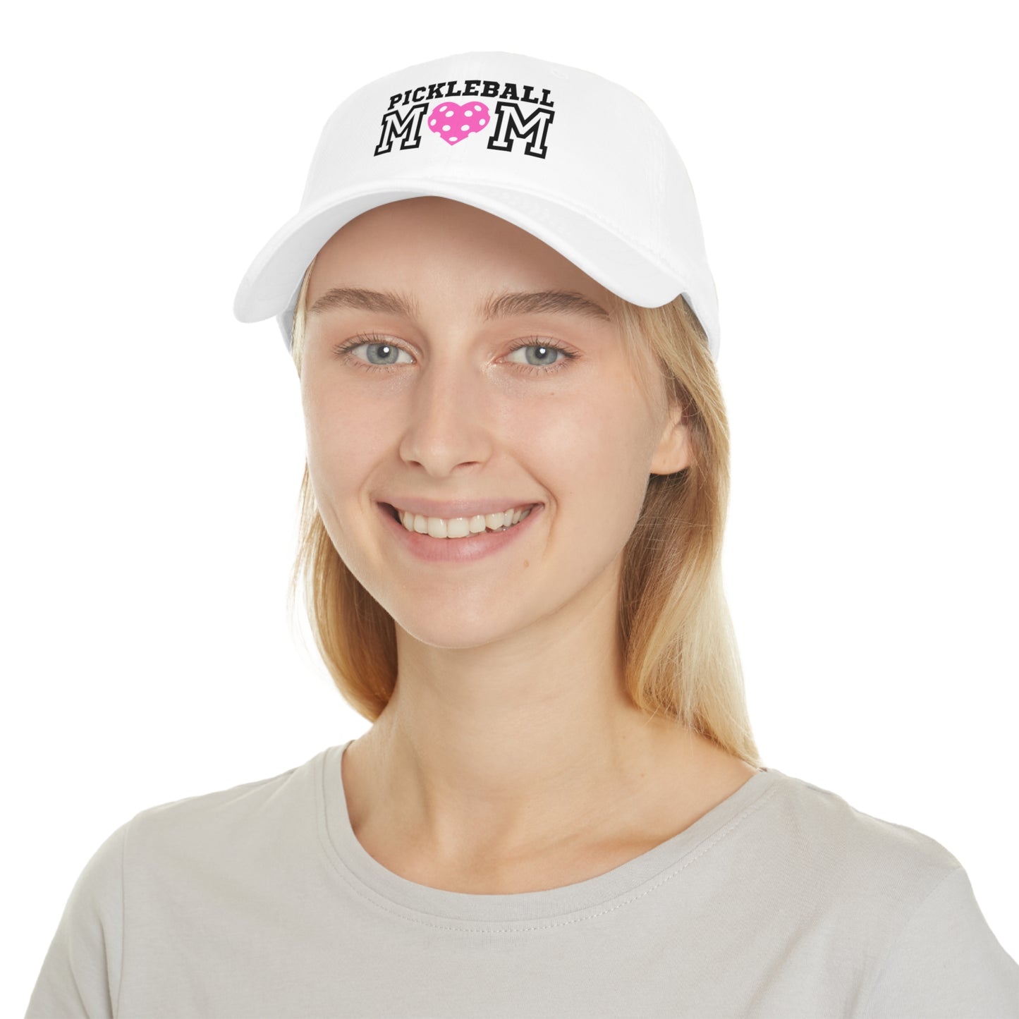 Pickleball Mom Pink Heart Low Profile Hat