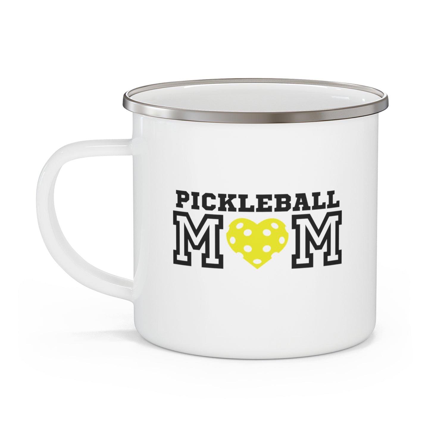 Pickleball Mom Yellow Heart Enamel Camping Mug