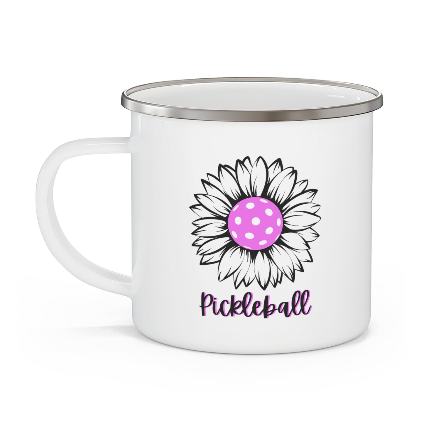 Pickleball Sun Flower Enamel Camping Mug