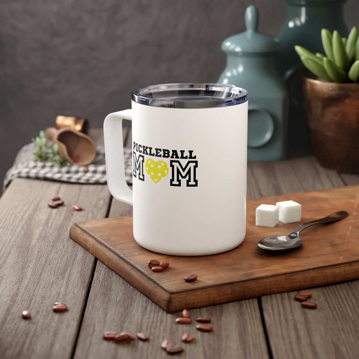 Pickleball Mom Yellow Heart Insulated Mug