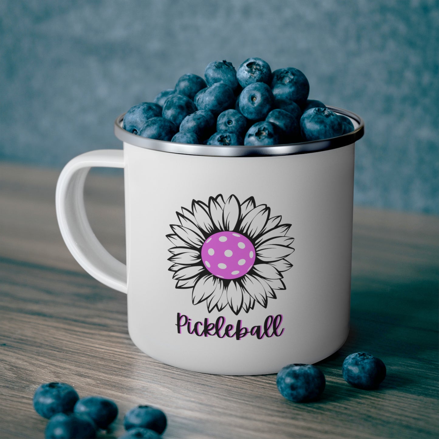 Pickleball Sun Flower Enamel Camping Mug