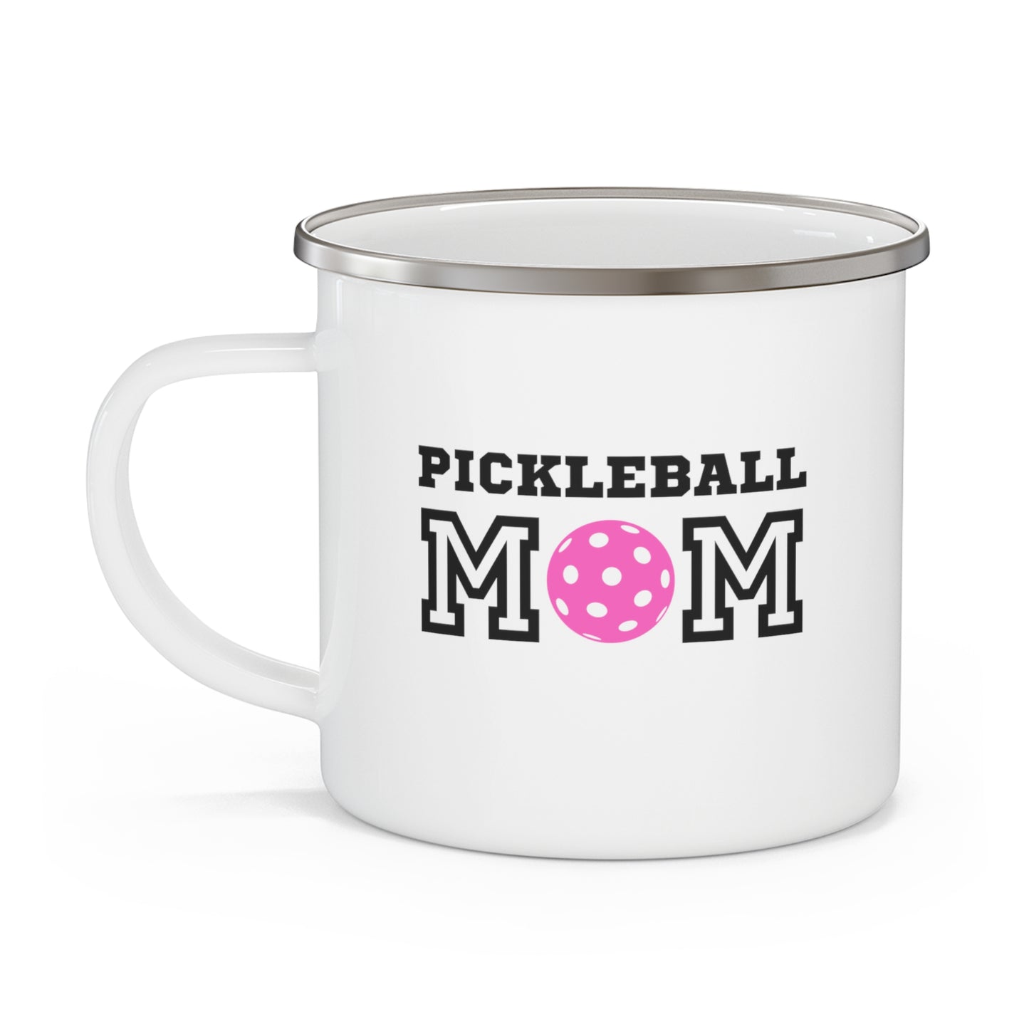Pickleball Mom Pink Enamel Camping Mug