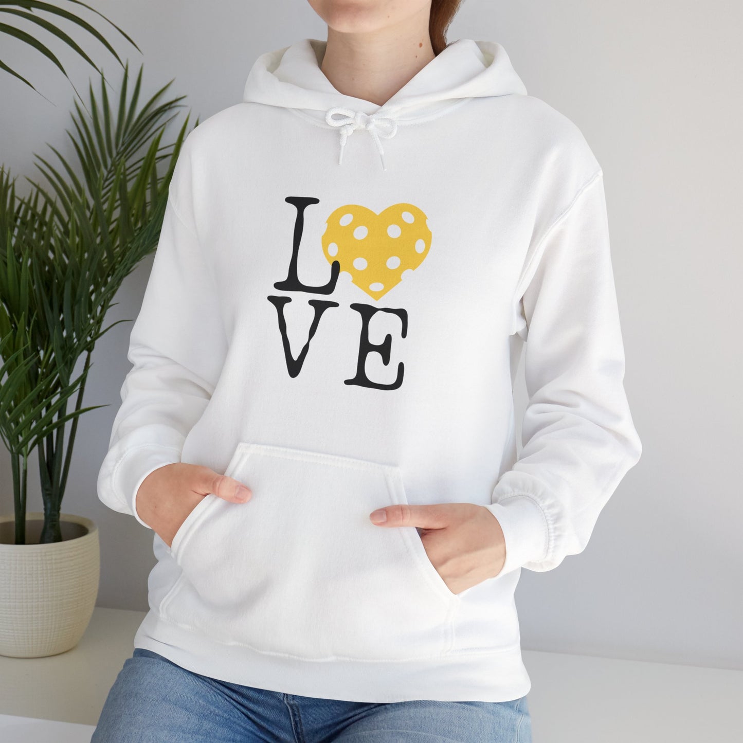 Pickleball Yellow Heart Love Hoodie