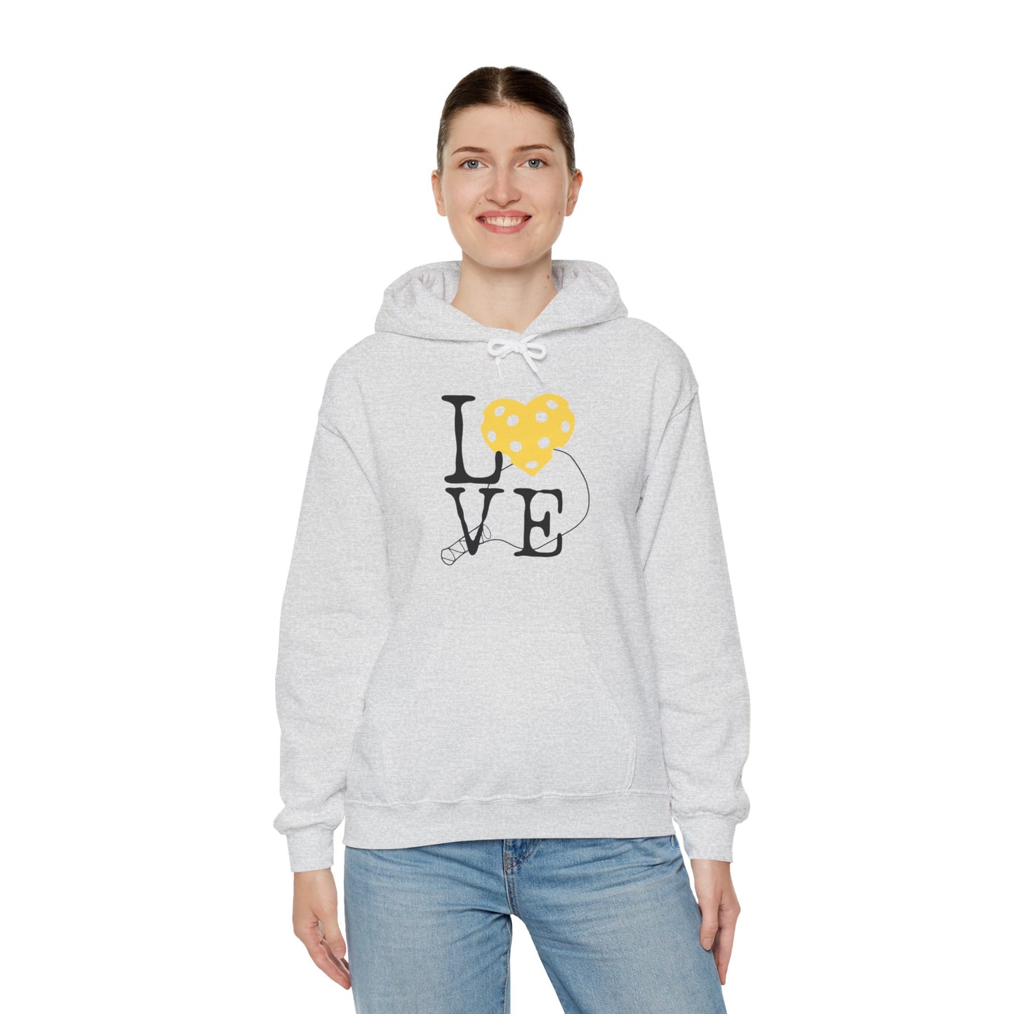 Pickleball Yellow Heart Love Paddle Hoodie