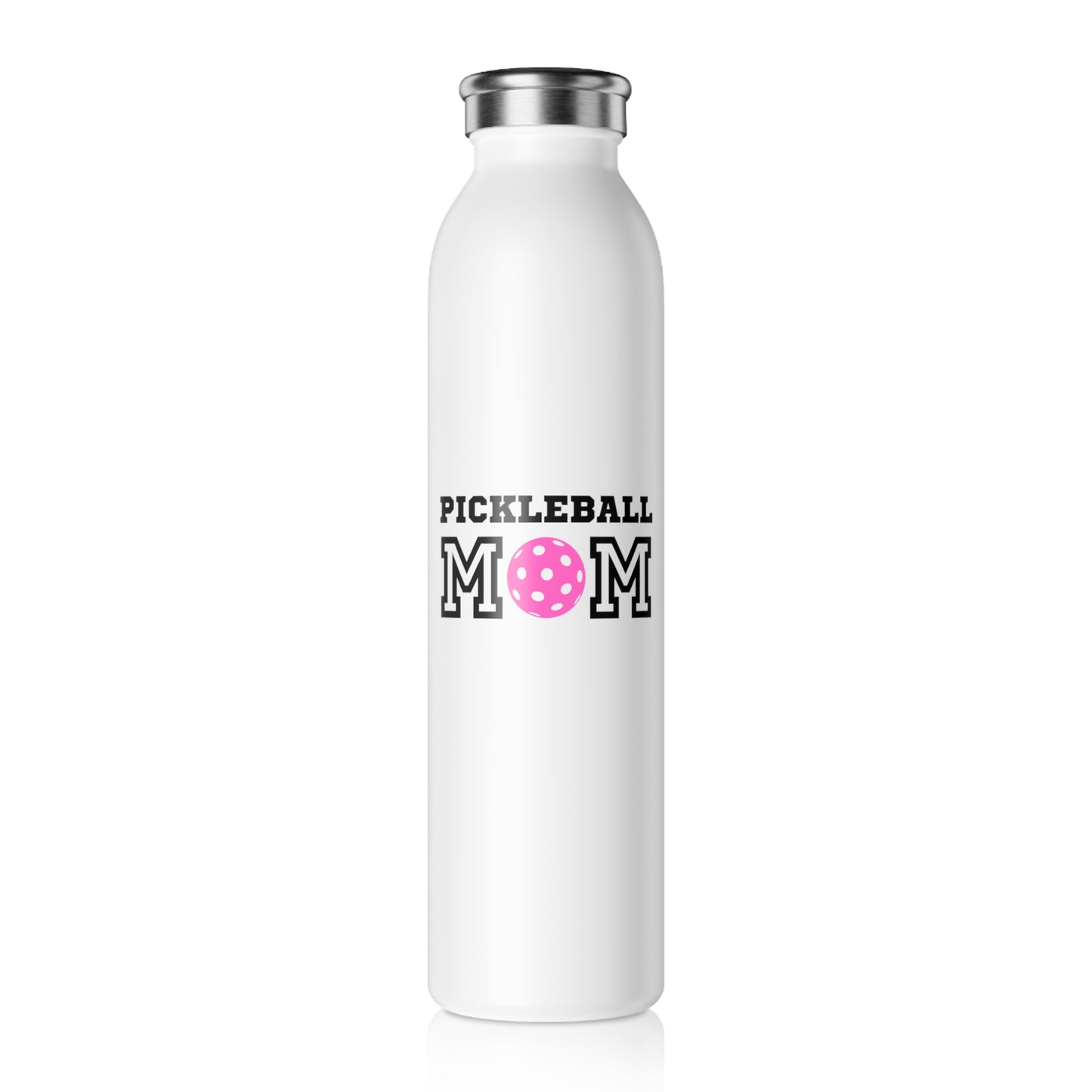 Pickleball Mom Pink Slim Water Bottle
