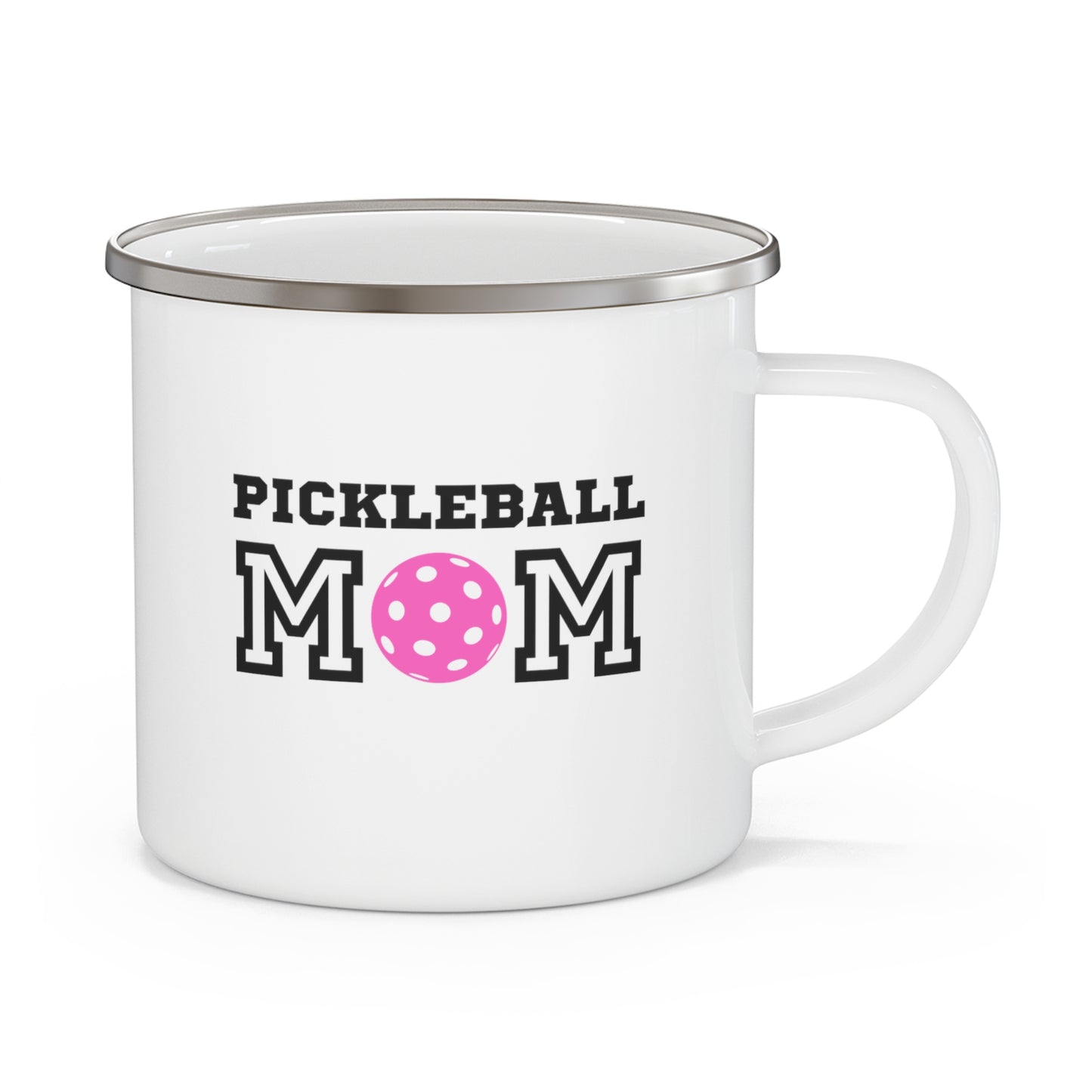 Pickleball Mom Pink Enamel Camping Mug