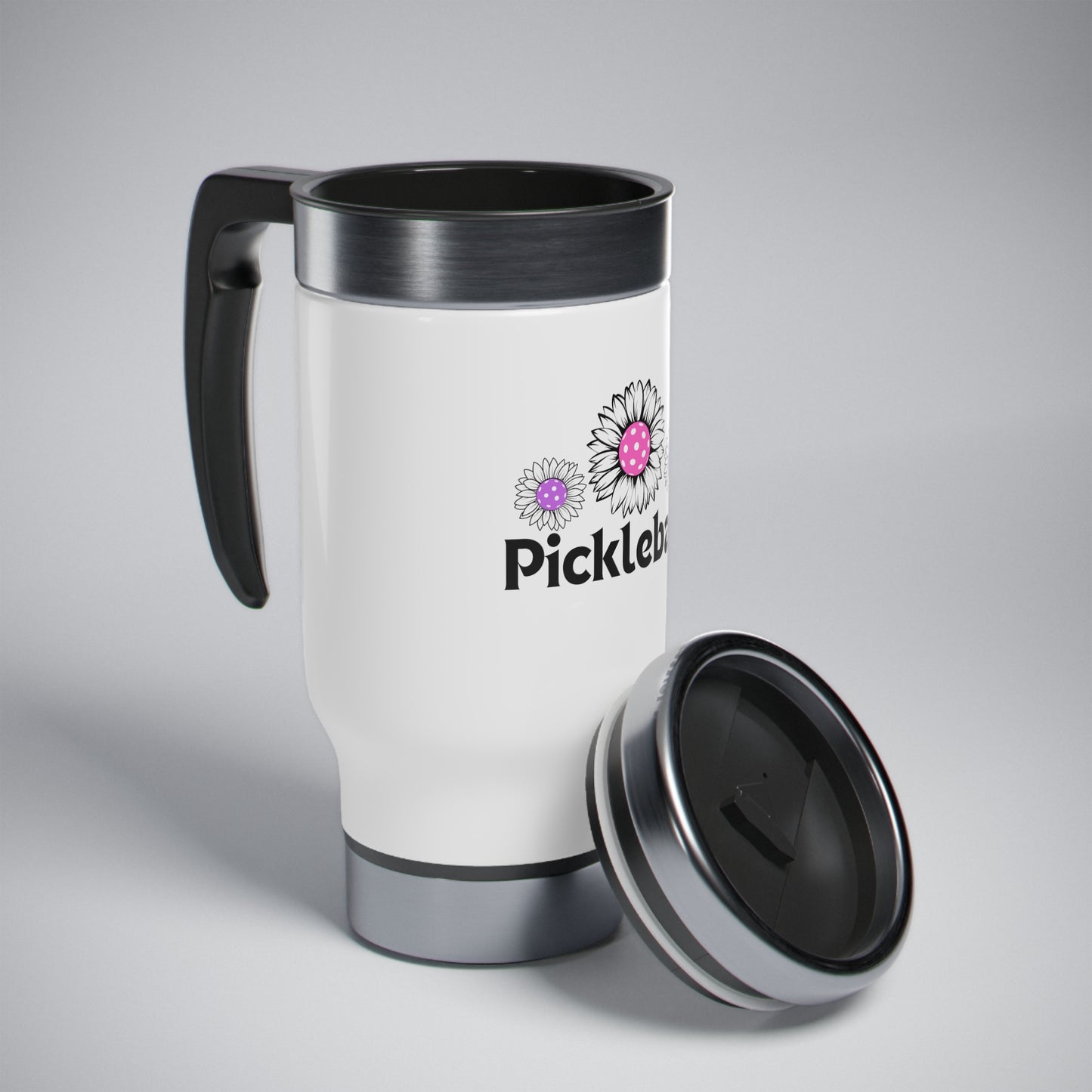 Pickleball 3 Flowers Stainless Steel Travel Mug