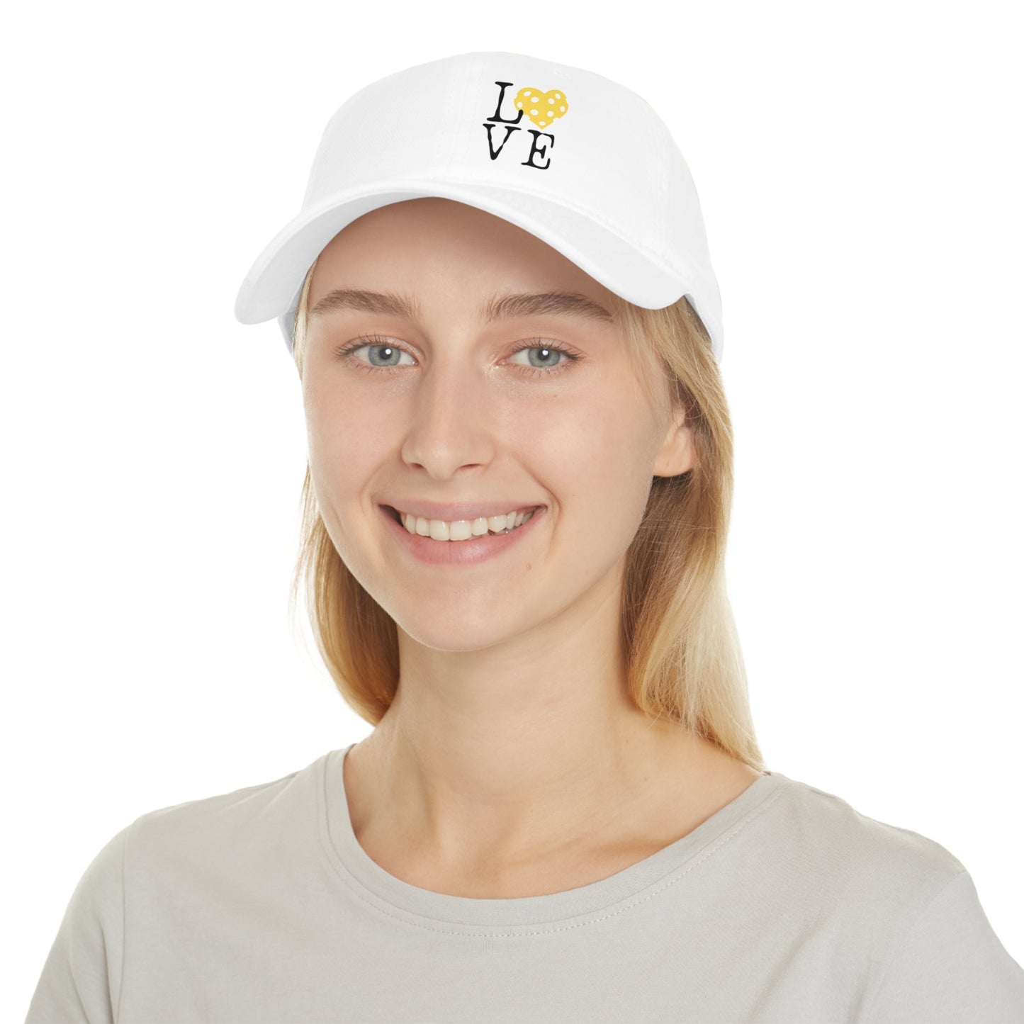 Pickleball Yellow Heart Love Low Profile Hat