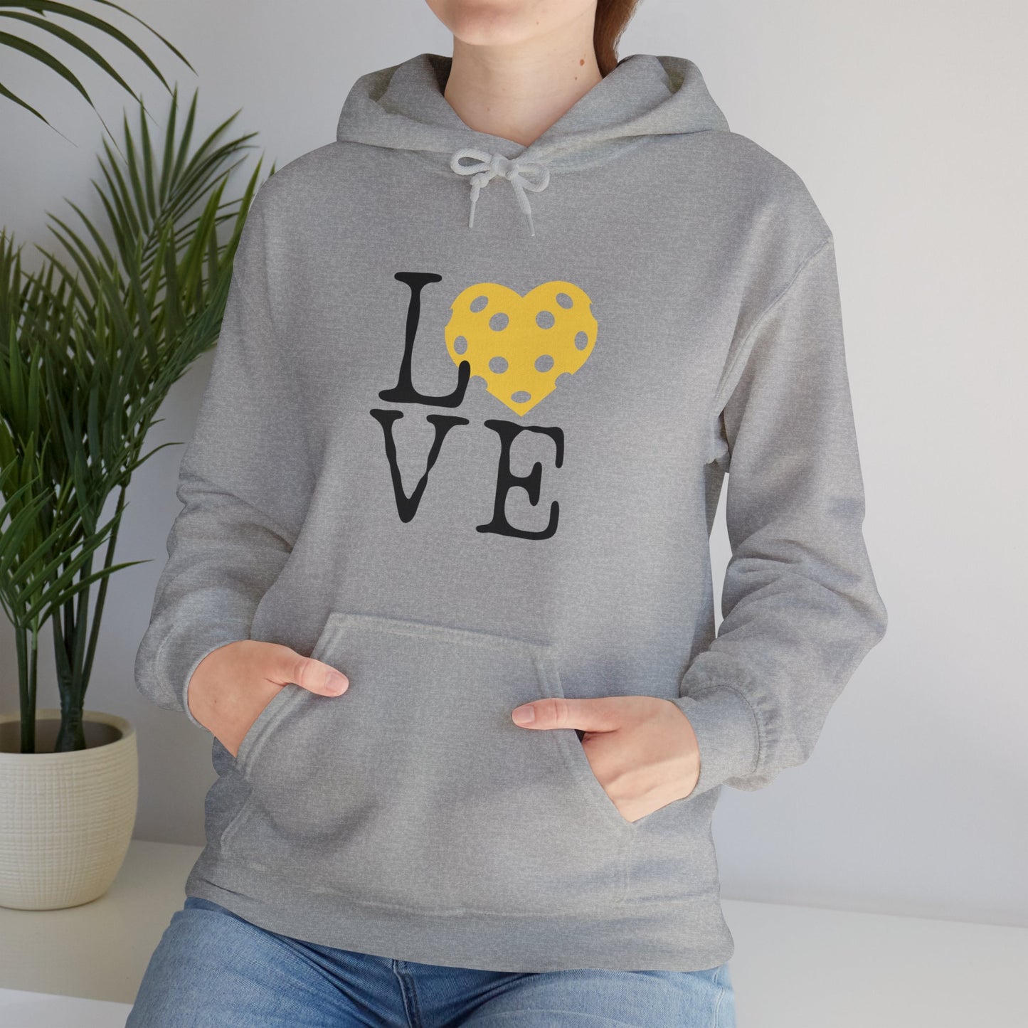 Pickleball Yellow Heart Love Hoodie
