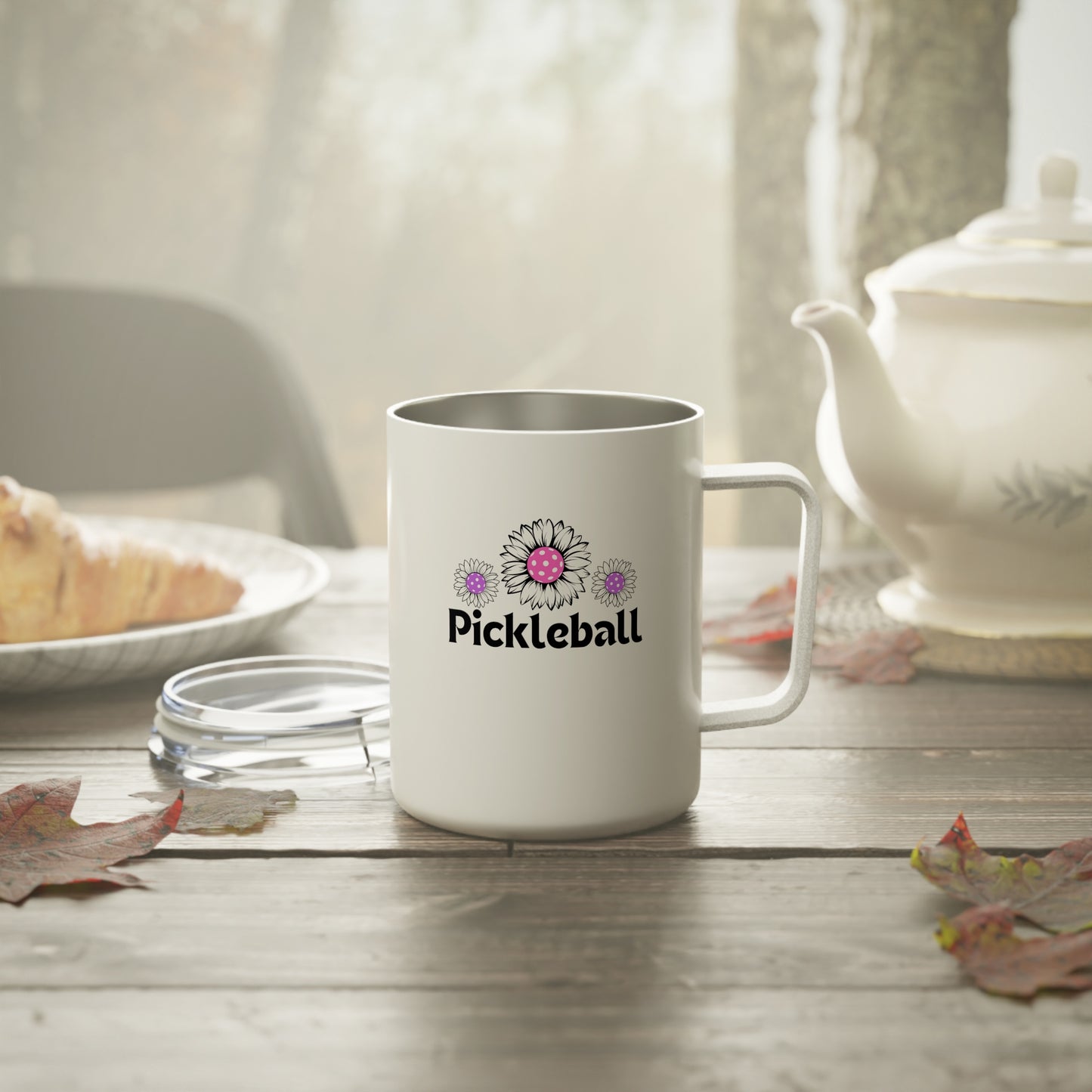 Pickleball 3 Flowers Insulated Coffee Mug