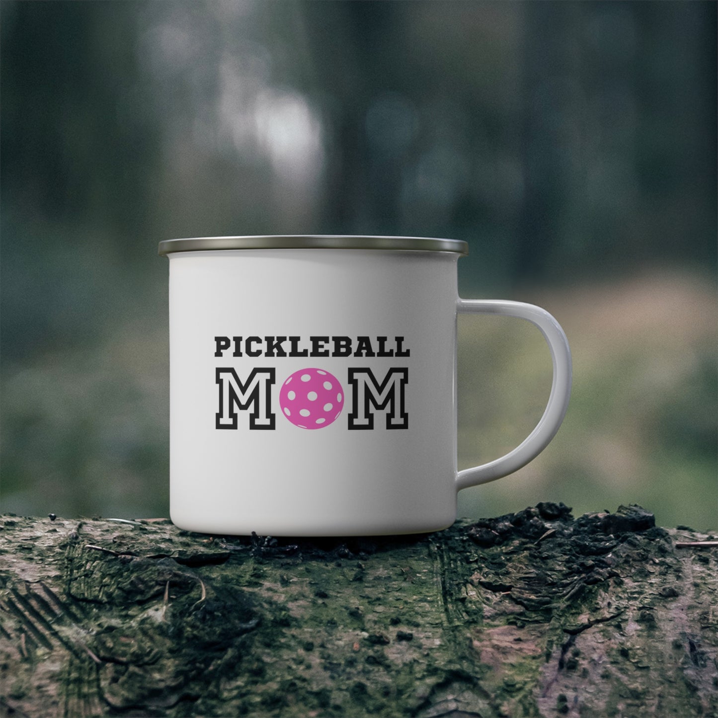 Pickleball Mom Pink Enamel Camping Mug