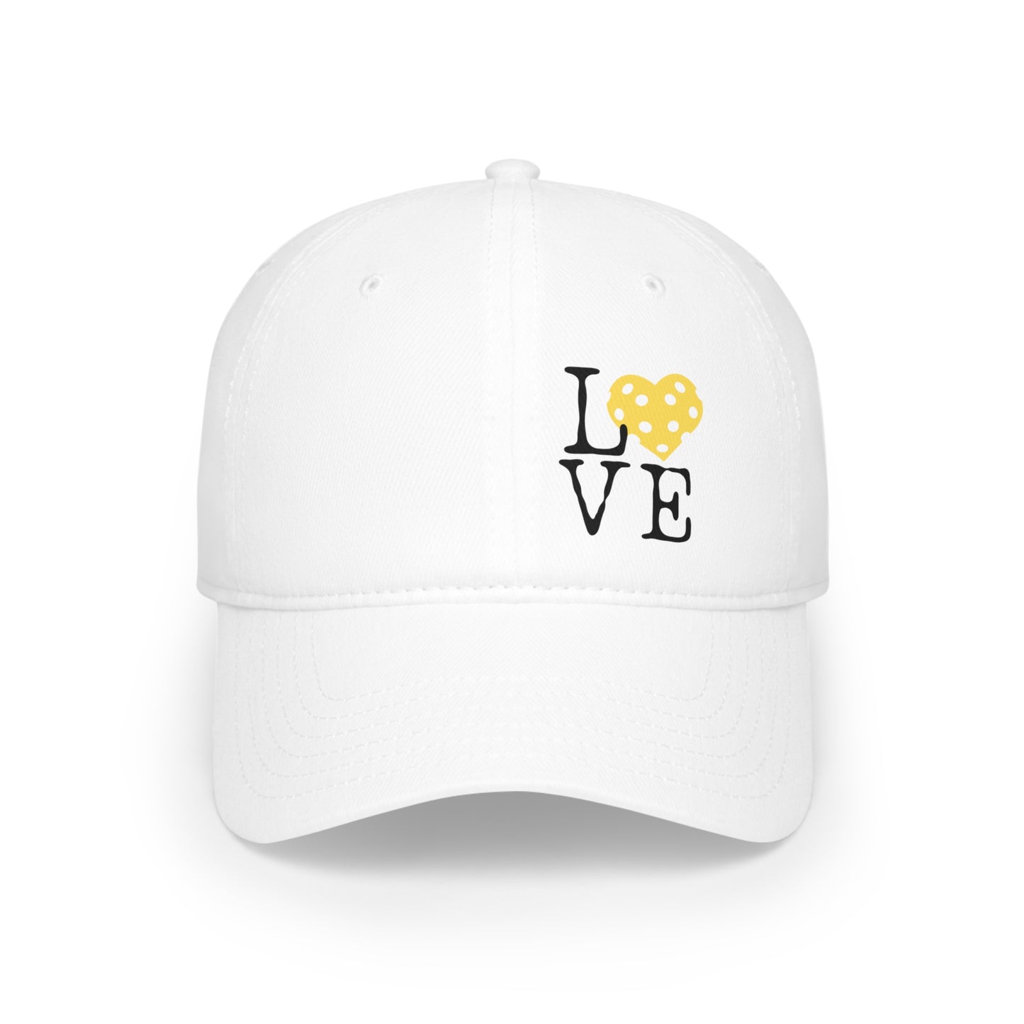 Pickleball Yellow Heart Love Low Profile Hat
