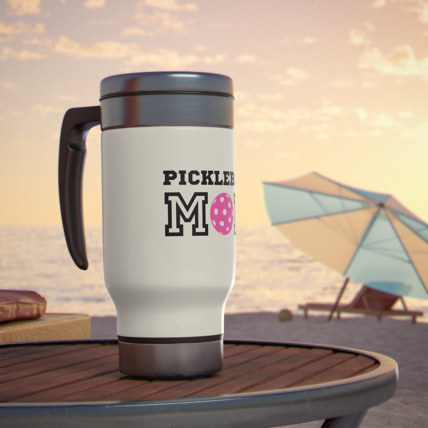 Pickleball Mom Pink Stainless Steel Travel Mug