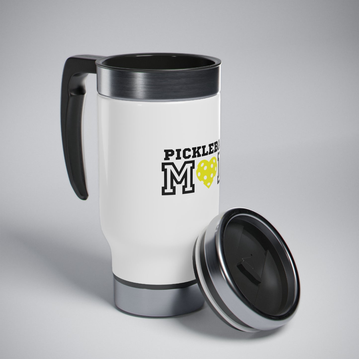 Pickleball Mom Yellow Heart Stainless Steel Travel Mug