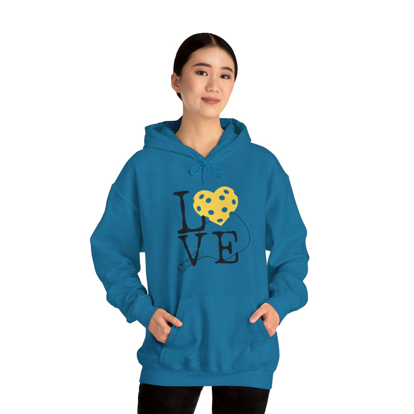 Pickleball Yellow Heart Love Paddle Hoodie