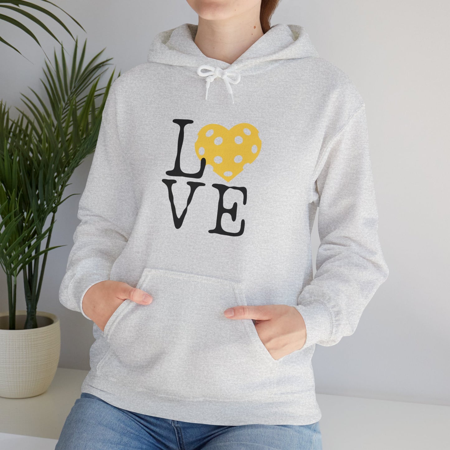 Pickleball Yellow Heart Love Hoodie