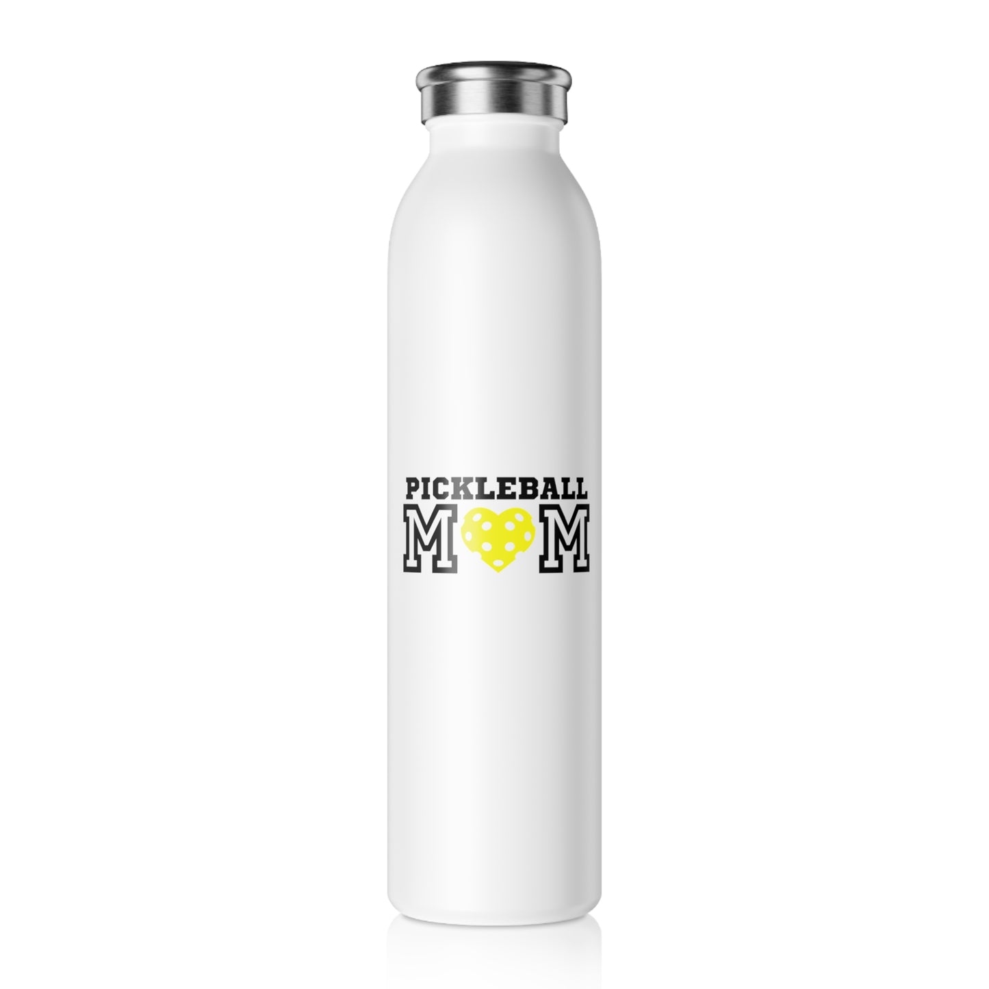 Pickleball Mom Yellow Heart Slim Water Bottle