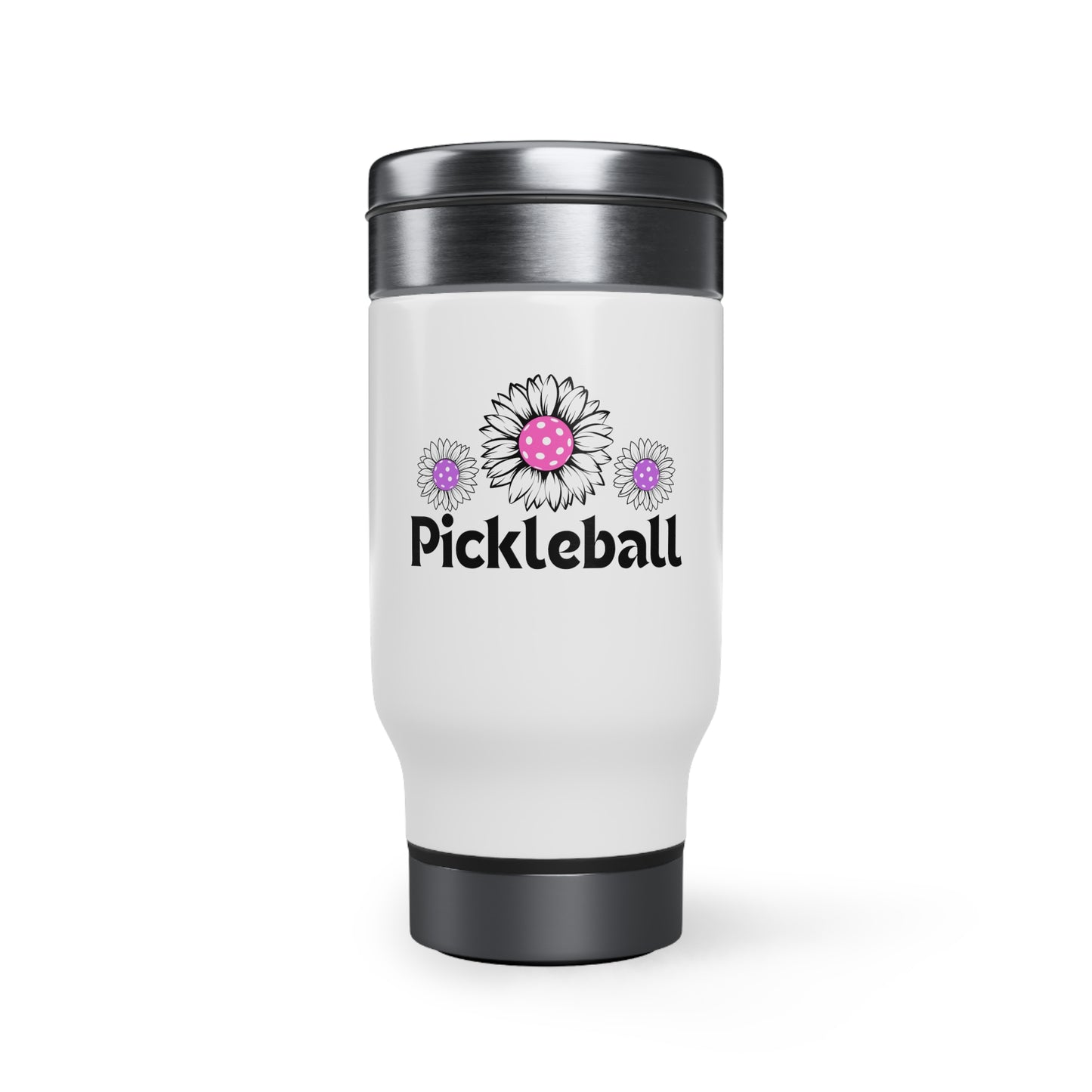 Pickleball 3 Flowers Stainless Steel Travel Mug