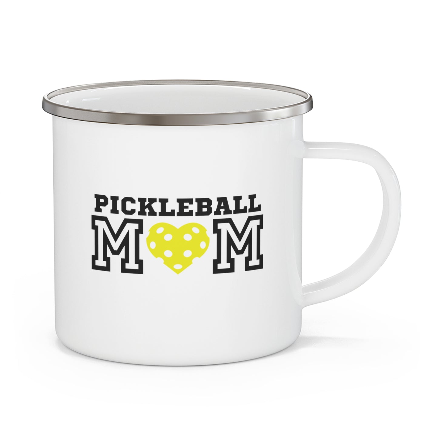Pickleball Mom Yellow Heart Enamel Camping Mug