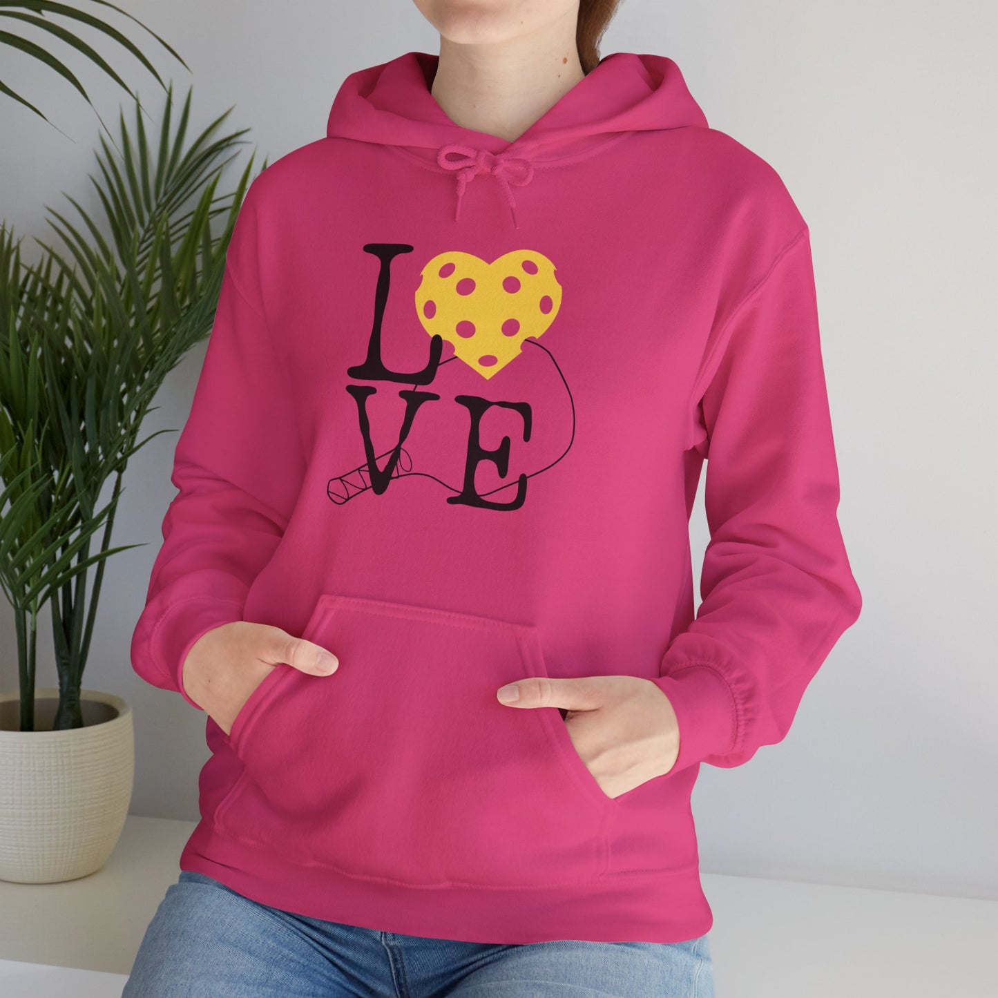 Pickleball Yellow Heart Love Paddle Hoodie