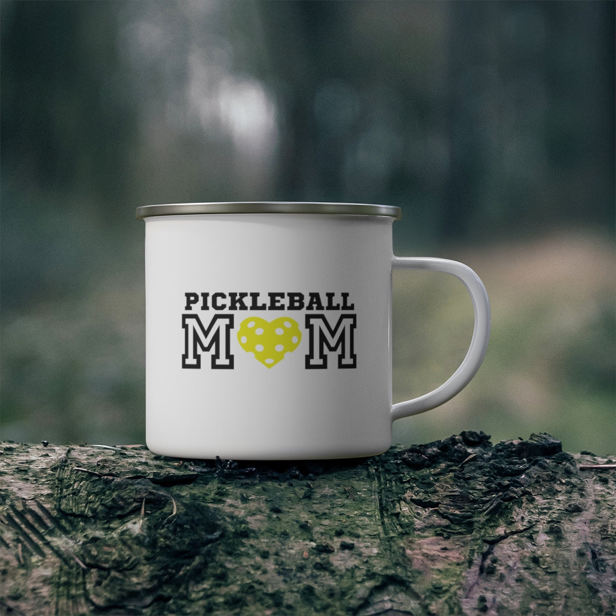 Pickleball Mom Yellow Heart Enamel Camping Mug