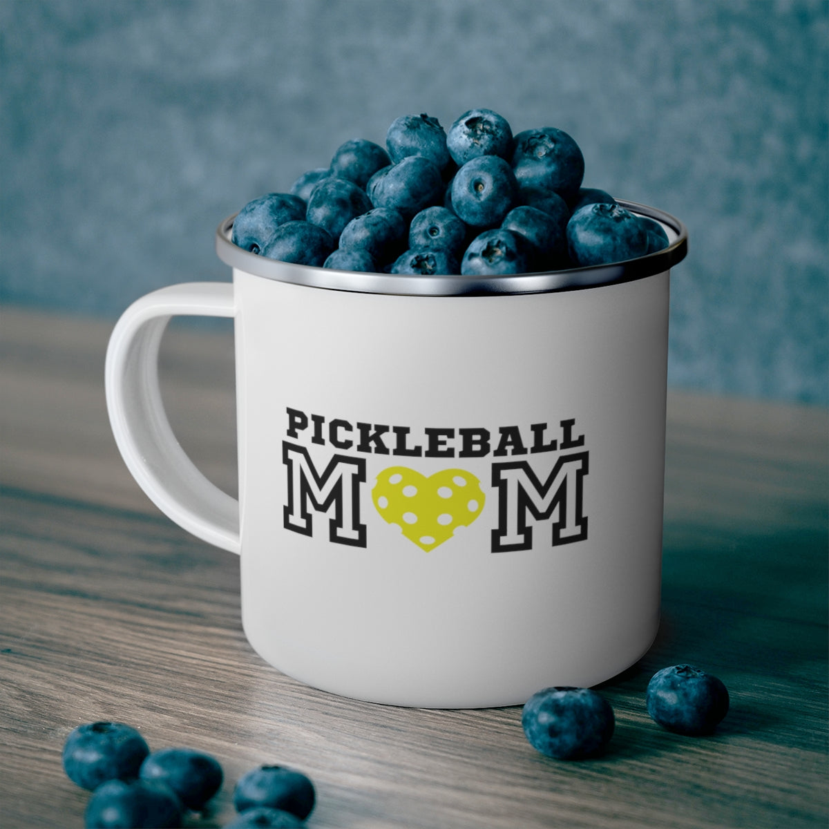 Pickleball Mom Yellow Heart Enamel Camping Mug