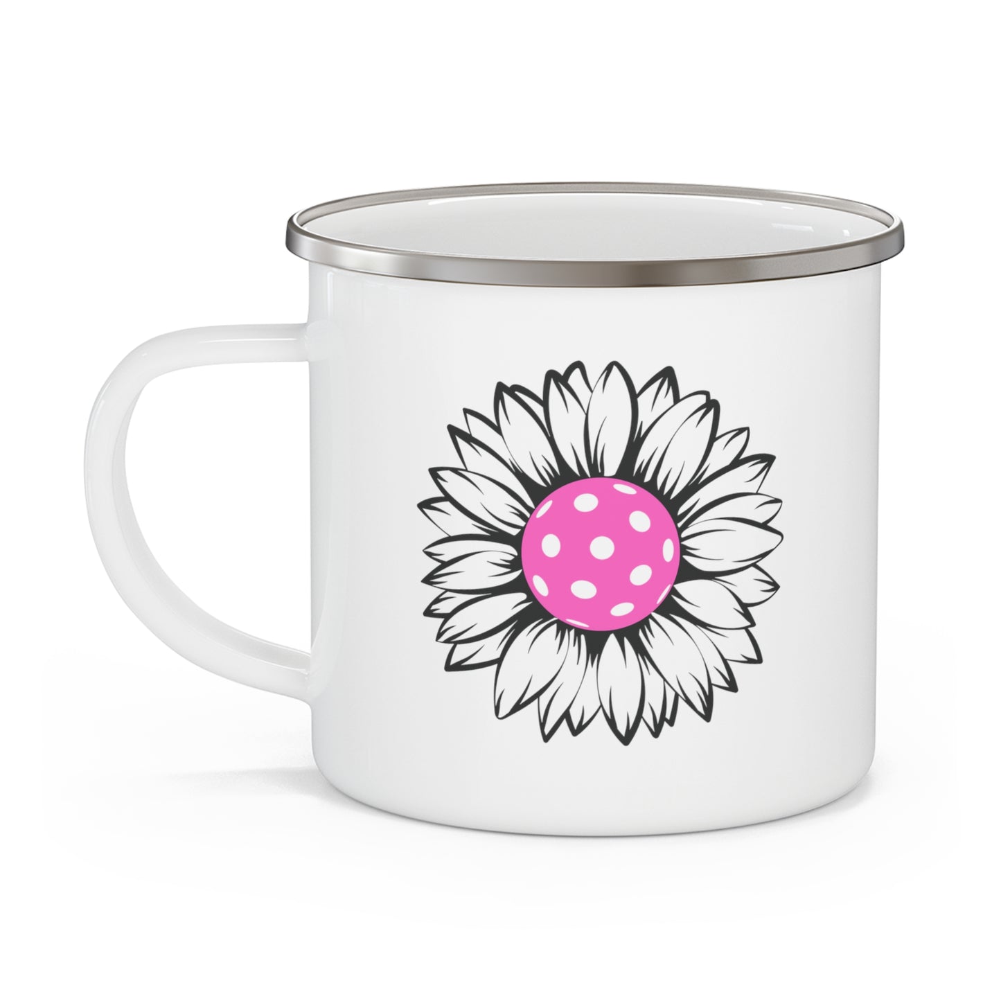 Pickleball Flower Enamel Camping Mug