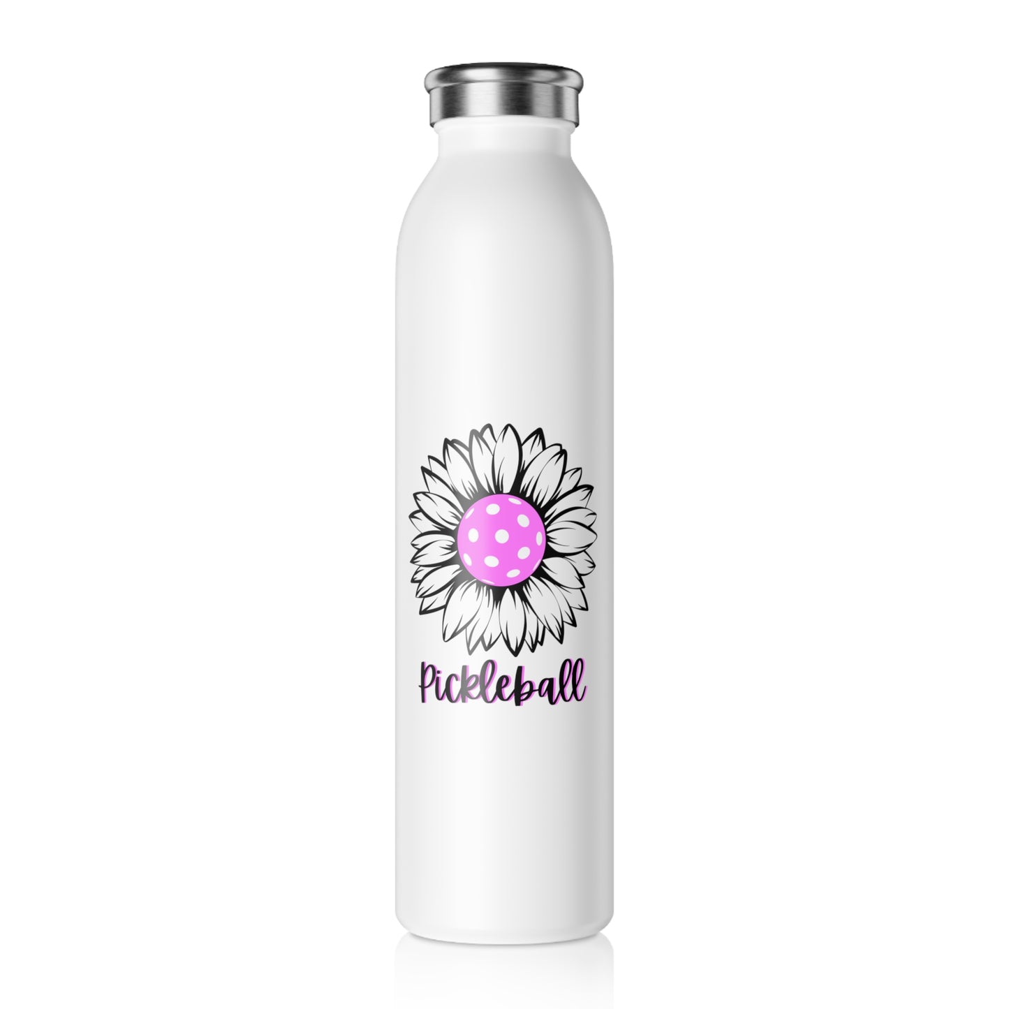 Pickleball Sun Flower Slim Water Bottle