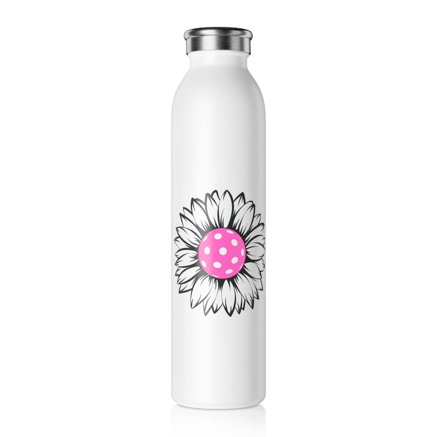 Pickleball Flower Slim Water Bottle