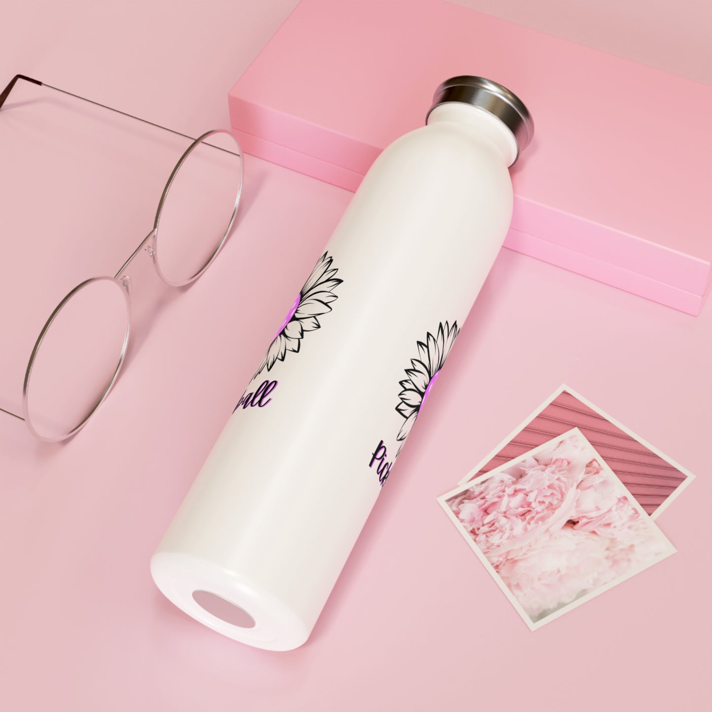 Pickleball Sun Flower Slim Water Bottle