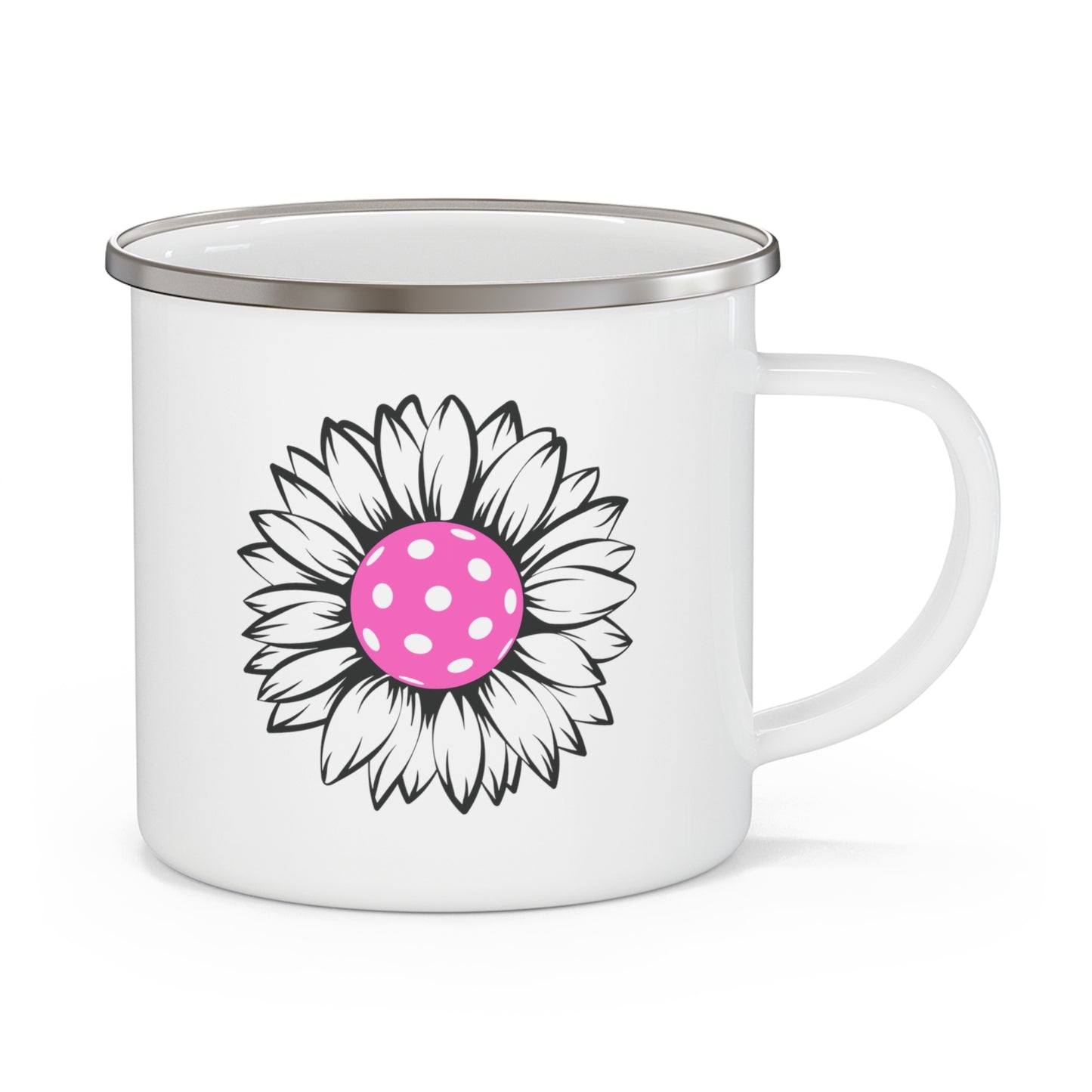 Pickleball Flower Enamel Camping Mug