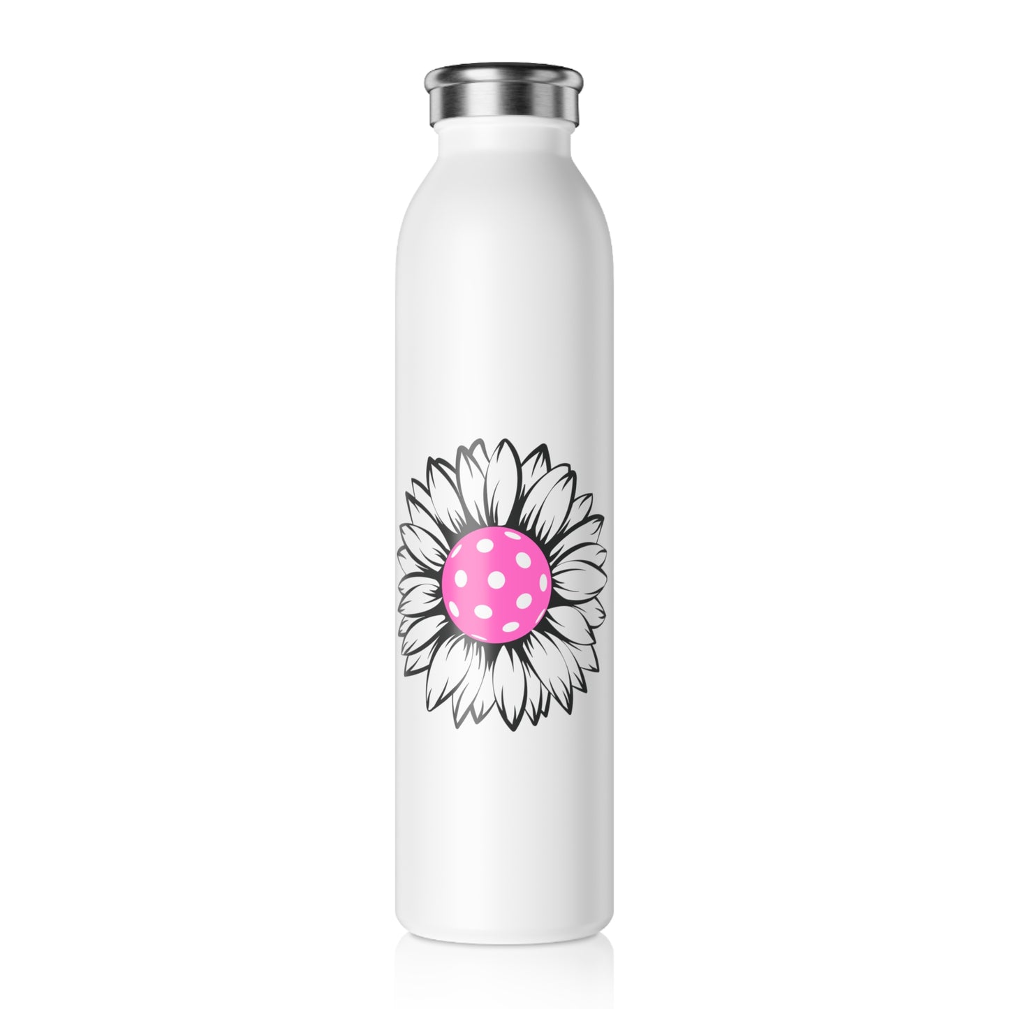 Pickleball Flower Slim Water Bottle
