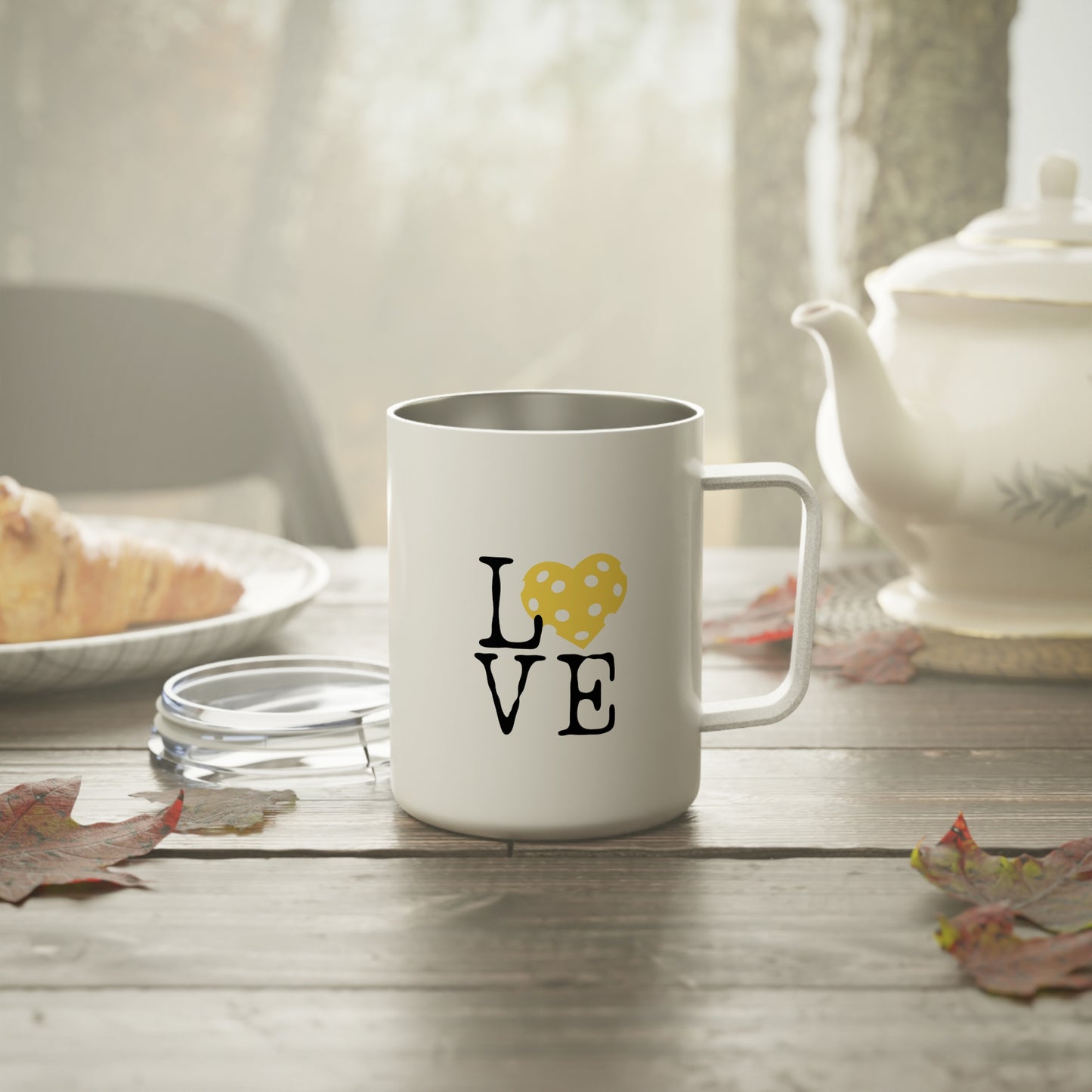 Pickleball Yellow Heart Love Insulated Mug