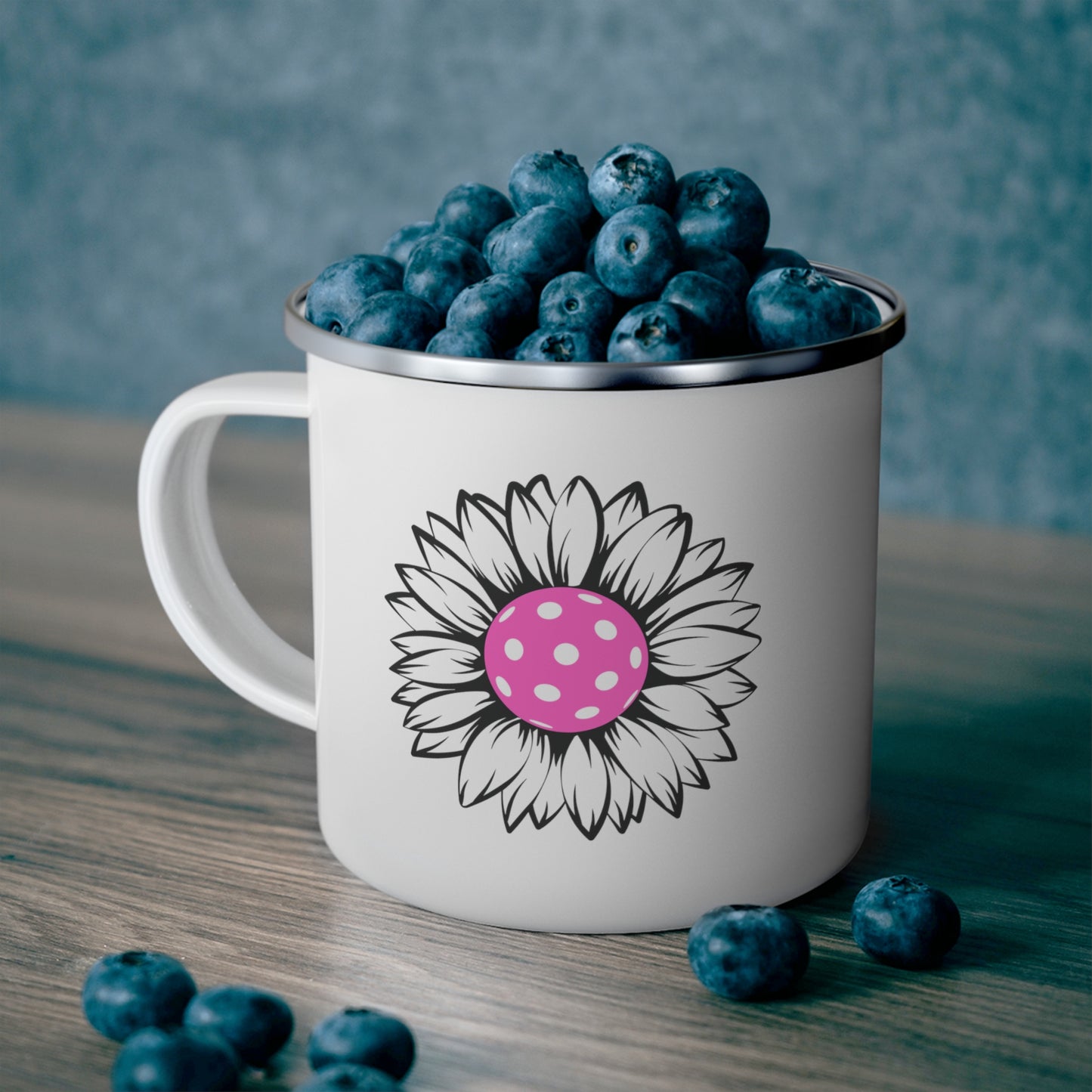 Pickleball Flower Enamel Camping Mug