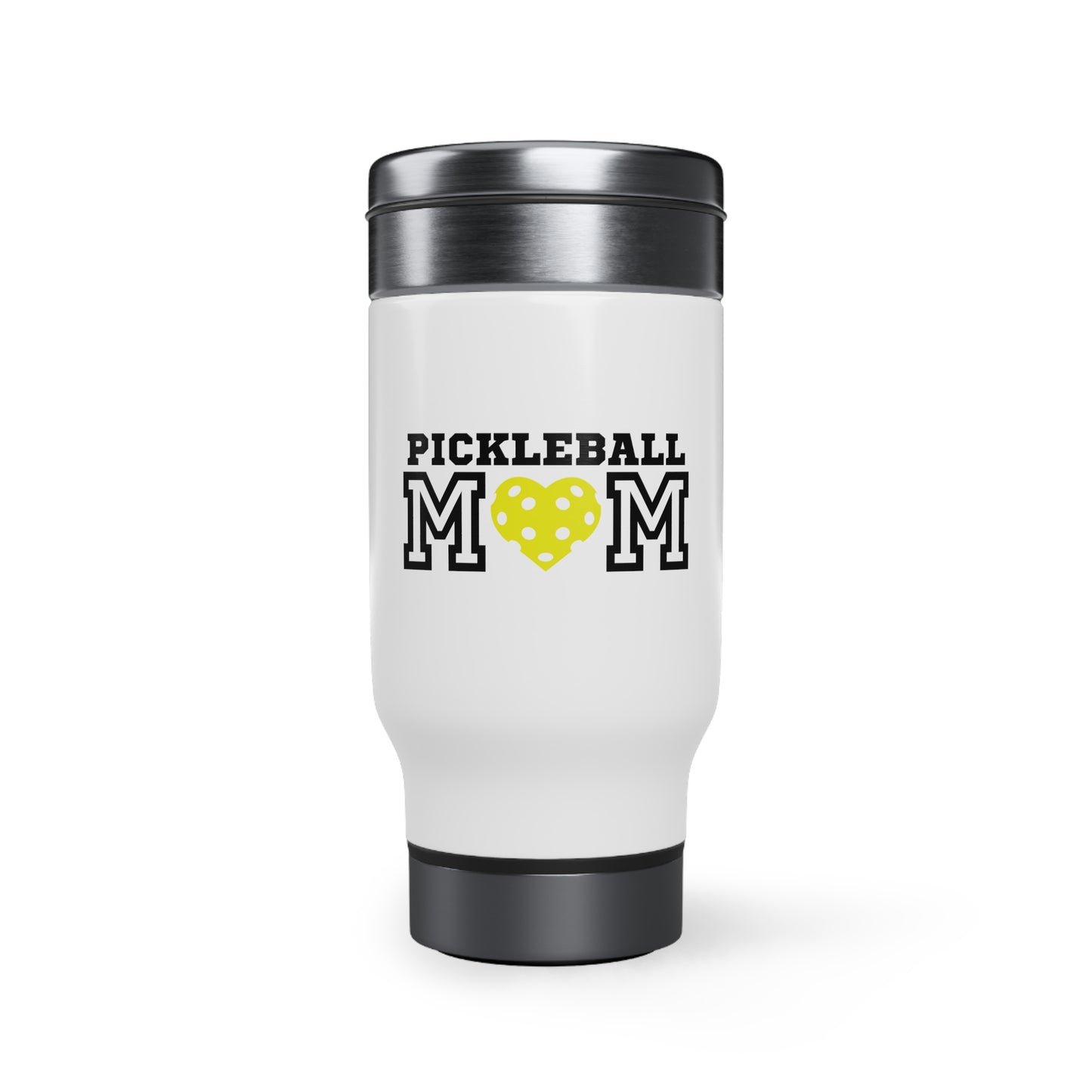 Pickleball Mom Yellow Heart Stainless Steel Travel Mug