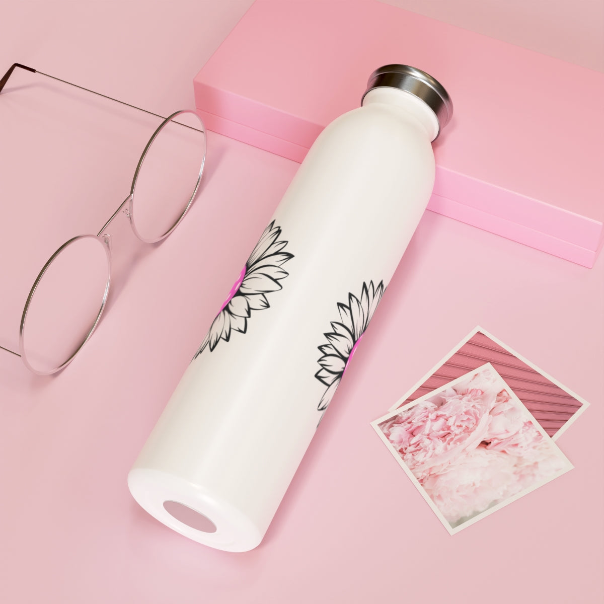Pickleball Flower Slim Water Bottle